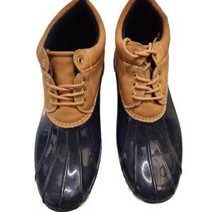 Tommy Hilfiger Women"s Waterproof Rain Boots in Navy Blue Tan Size 10